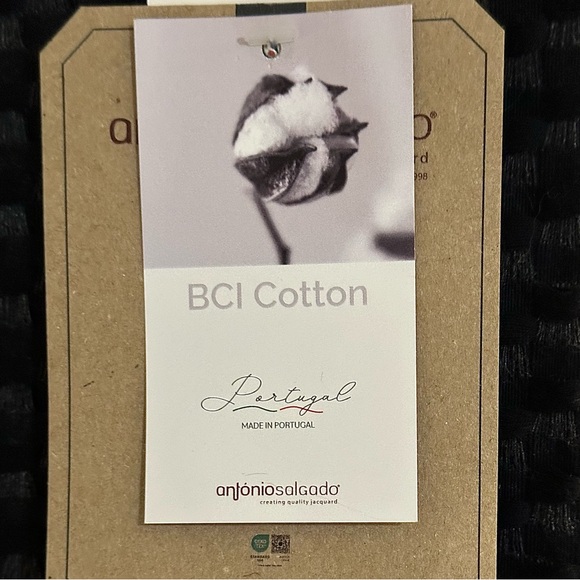 Antonio Salgado Blanket Black BCI Cotton Throw Blanket NEW WITH TAGS - Picture 6 of 10